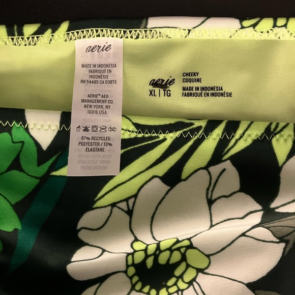 2/$18 NEW Aerie Cheeky Bikini Bottom Size XL Green White Sycamore - Picture 3 of 4